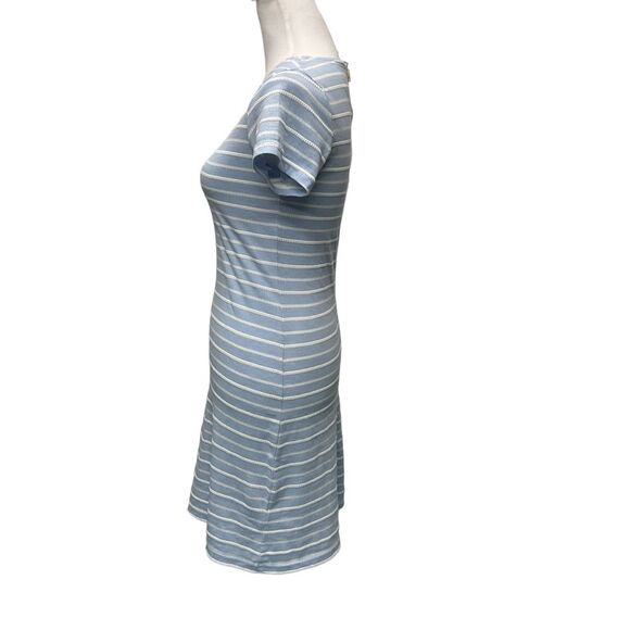 Sail To Sable STS Womens Blue White Striped Shift Dress Size XS Gold Zip Back - Picture 4 of 11